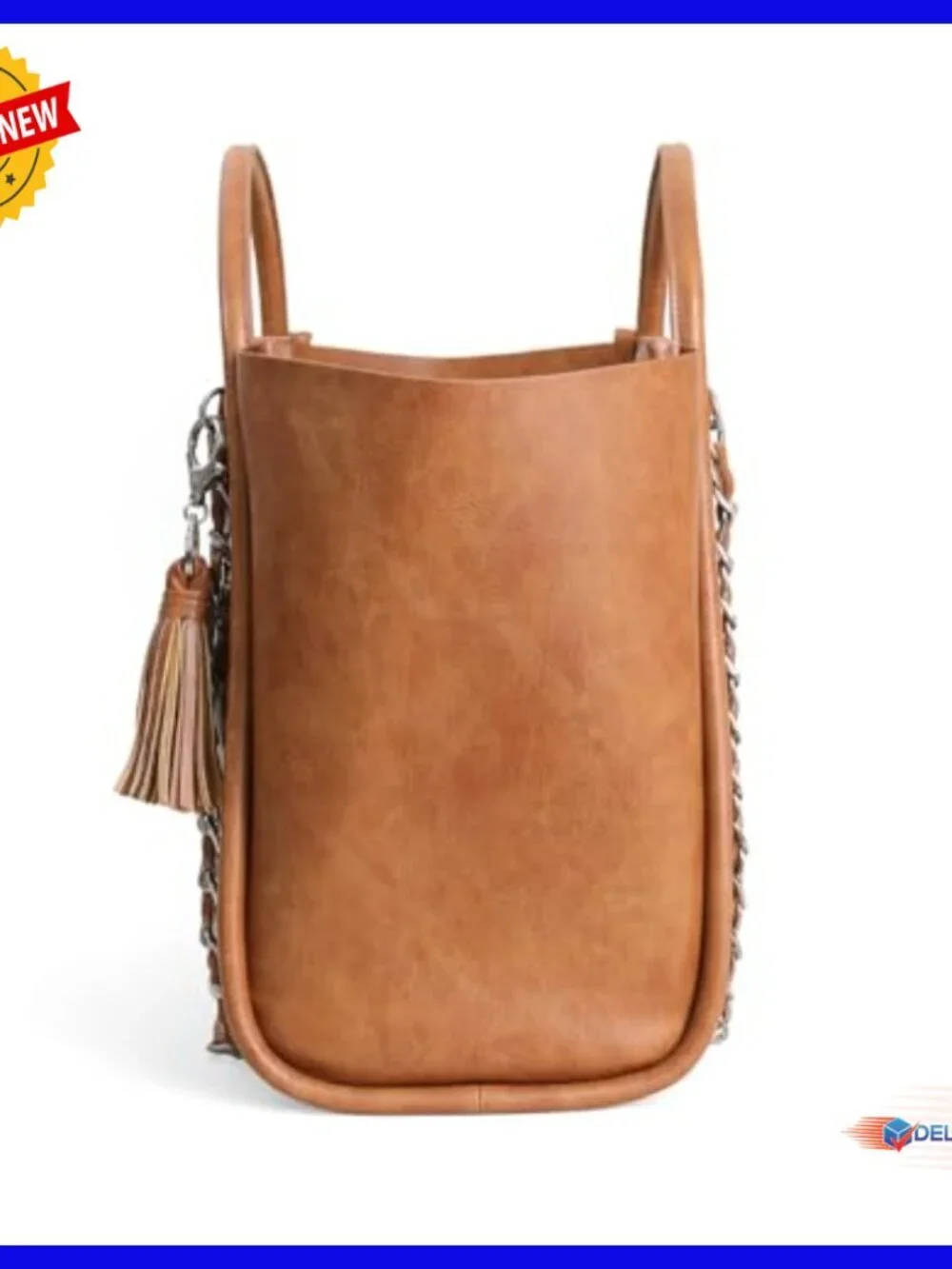 Large Vegan Leather Diaper Tote with Stroller Straps & Changing Pad